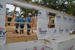 Habitat for Humanity Halton-Mississauga volunteers on a build day in Acton.
