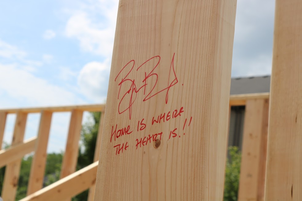 HGTV expert Bryan Baeumler leaving his mark on a Habitat build site.