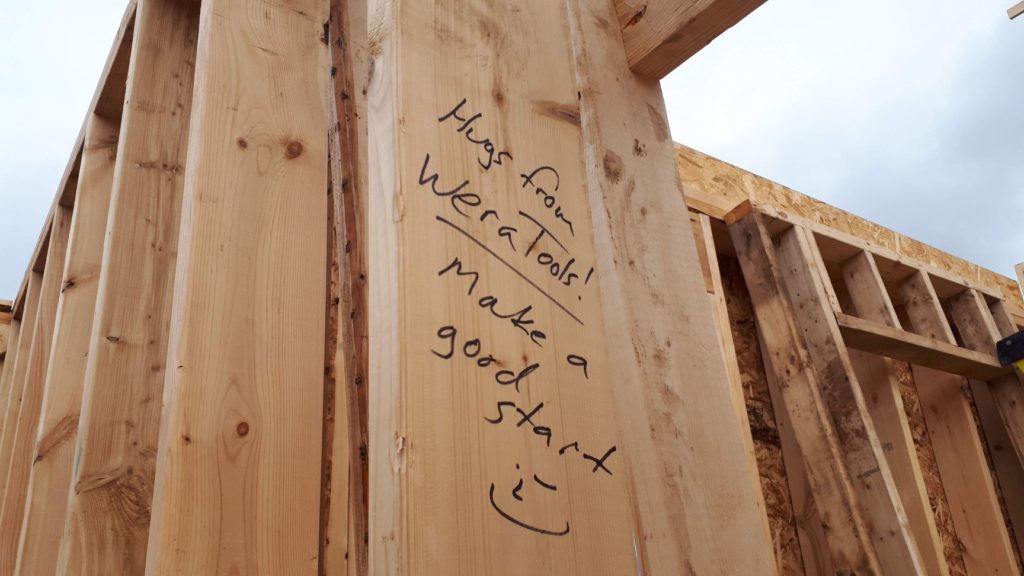 Wera Tools signed a 2x4 for the family that moves into the home.