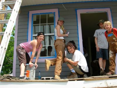 Adrienne Armstrong at a Habitat build.