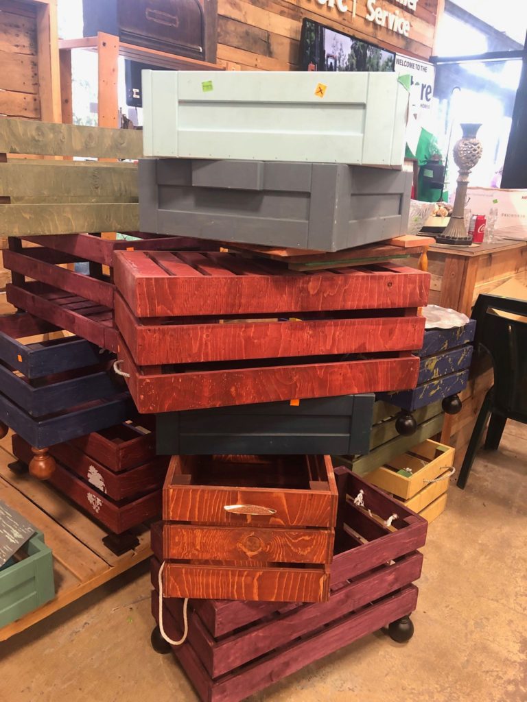 Colourful crates for sale in our ReStores are a great storage solution