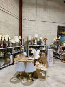 Lamps and other light fixtures in Habitat's Burlington ReStore