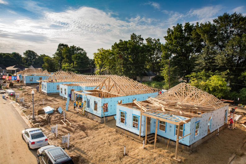 Several Habitat for Humanity builds under construction
